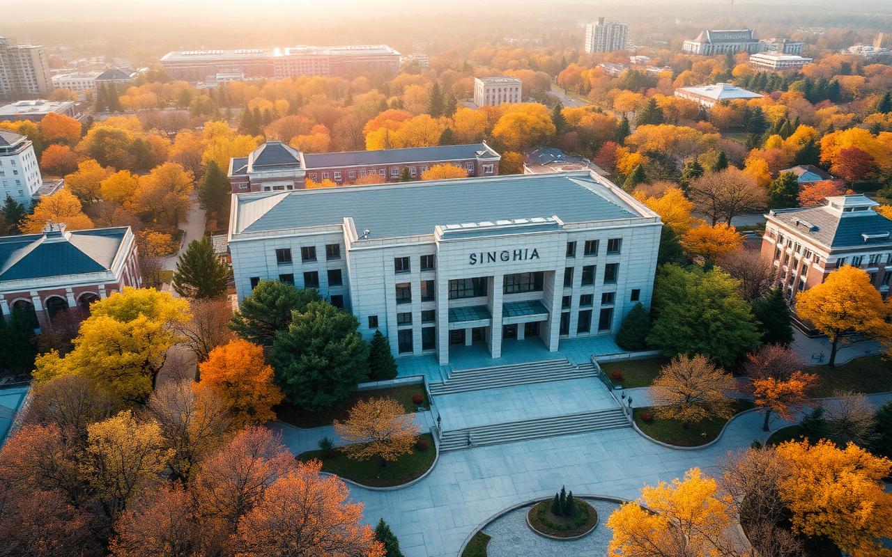 Aerial view of a Chinese university campus